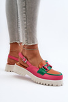 Women's Flat Heel Sandals with Orange Decoration D&A MR38-656
