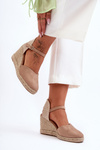 Suede Platform Sandals Beige Selfoss