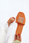 Women's Flat Sandals with Orange Decoration Inaile