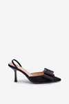 Fabric Heels With Bow Black Selatea