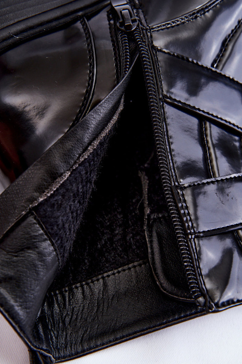 Botki Ocieplane Damskie Płaski Obcas Suwak Czarne Joshie