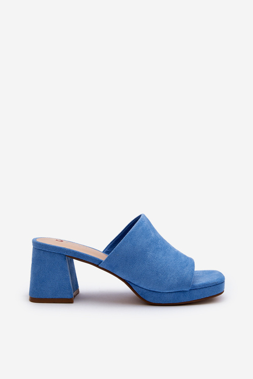 Klapki Damskie Obcas Niebieskie Bralya TU256P