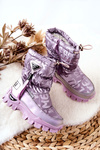 Children's Warm-up Snowboots with zip Purple Cleome