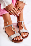 Lightweight Women's Sandals With Buckle Dark Silver Carida