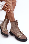 Stylish Women's Zipper Boots with Ornaments D&A MR870-76 Gray-brown