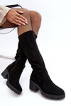 Women's Knee-High Boots On Low Heel Black Beveta