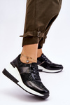 Women's Leather Wedge Sneakers Black Crosby 