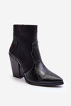 Women's Leather Cowboy Boots Black Fiorene
