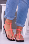 Lu Boo Roman Flip Flops Sandals Lento Neon Pink