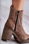 Women's Suede Platform Boots Beige Martine