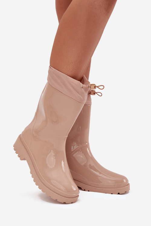 Beige Women's Rain Boots With Elastic Kessia