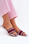 Patterned Flat Sandals Women Bordeaux Leysi