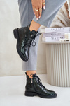 Leather Patent Ankle Boots Women's Insulated Zip D&A LZ42-042 Dark Green