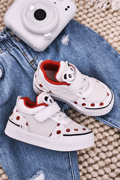 Dziecięce Sportowe Buty Z Pandą Biało Czerwone Chico