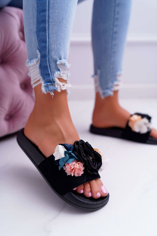 Women's Flower Flip Flops Black Della