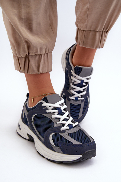 Damskie Sneakersy Buty Sportowe Granatowe Kildia