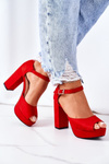 Suede High Heel Sandals Red Silvia