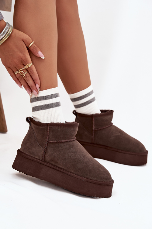 Suede Snow Boots for Women Vinceza 97962 Chocolate