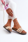 Women's Beige Eco Suede Sandals with Buckle Laeltia