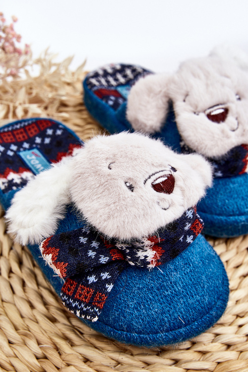 Children's slippers with thick sole and bear blue Dasca