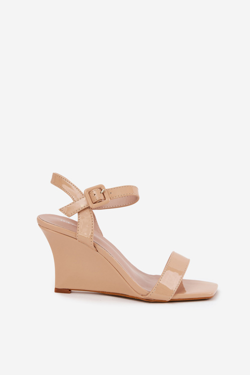 Lacquered Women's Wedge Sandals Nude Vliraya