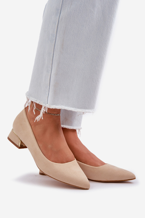 Low Heel Pumps With Pointed Toes Beige Terilara
