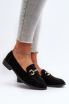 Women's Loafers on Flat Heel with Embellishment Black Aviole