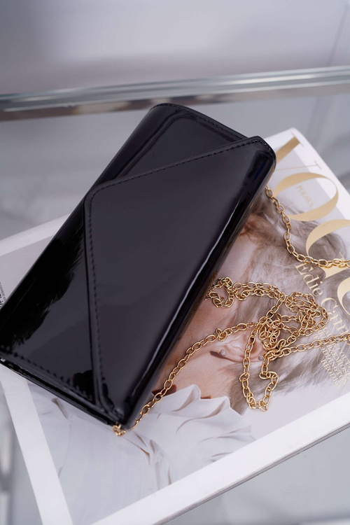 Women's Black Lacquered Clutch Handbag
