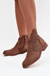 Women's Flat Heel Ankle Boots S.Barski HY52-532 Brown