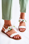 Fashionable Sandals With Beads White Hally