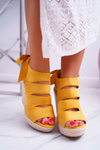 Women's Sandals On Anchor Linen Tied Yellow Cantare