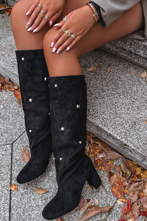 Women's insulated boots on a heel with decorative details black Lucinda