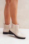 Women's ankle boots with flat heel beige Selanna