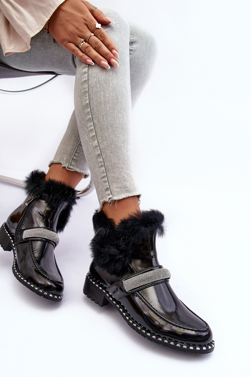 Women's Flat Heel and Platform Ankle Boots Black Linestta