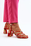 Patterned Orange Sandals with Heel Jenglla