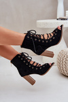 Heeled Sandals With Shaft And Lacing Black Ivelseki