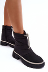 Flat Heel Decorated Snow Boots Black Plotia 