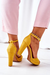 Suede High Heel Sandals Yellow Sarah