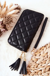 Large Quilted Wallet with Zips Black