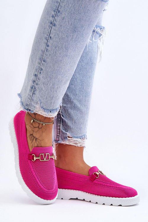 Tenisówki Damskie Wsuwane Slip-On Ozdoba Fuksja Alena JY301
