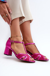 Damskie Sandały Skórzane Na Obcasie Fuksja Maciejka 06551-15