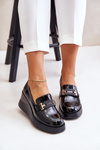 Lacquered Wedge Moccasins Black Vinceza 58337