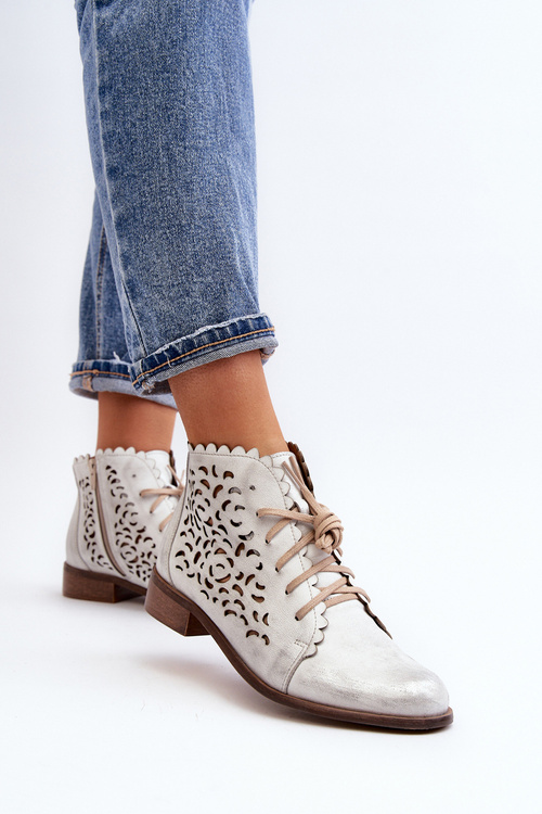 Zazoo 2871 Women's Laced Ankle Boots Silver