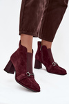 Women's Boots Made of Natural Suede on Heel Artiker 57C0222 Bordeaux