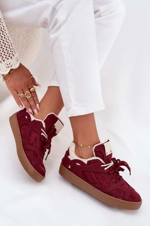 Women's Sneakers Platform with Fur Lined Bordeaux Solvia