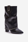 Insulated ankle boots with rolled cuff on heel black Tamalis