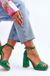 Fashionable Suede Square Heel Sandals Green Merila