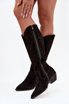 Cowboy Boots Made From Natural Suede Lined Zazoo 4225 Black