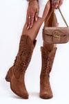 Suede Cowboy Boots with Aperture Brown Lewski 3320