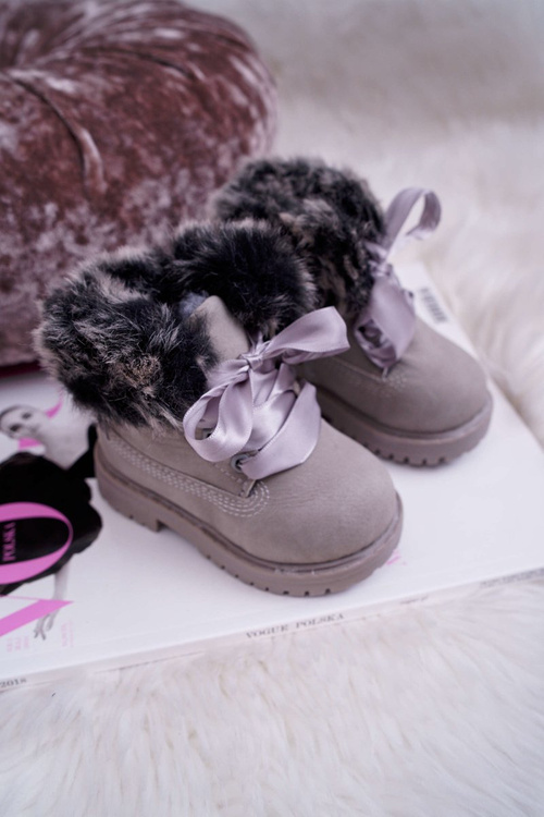 Children's Boots Trapper Boots Warmed With Fur Grey Tesoro